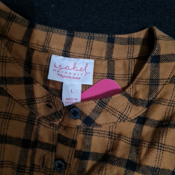 ISABEL MATERNITY BROWN/BLACK PLAID FLANNEL SHIRT SIZE LARGE - Picture 7 of 9